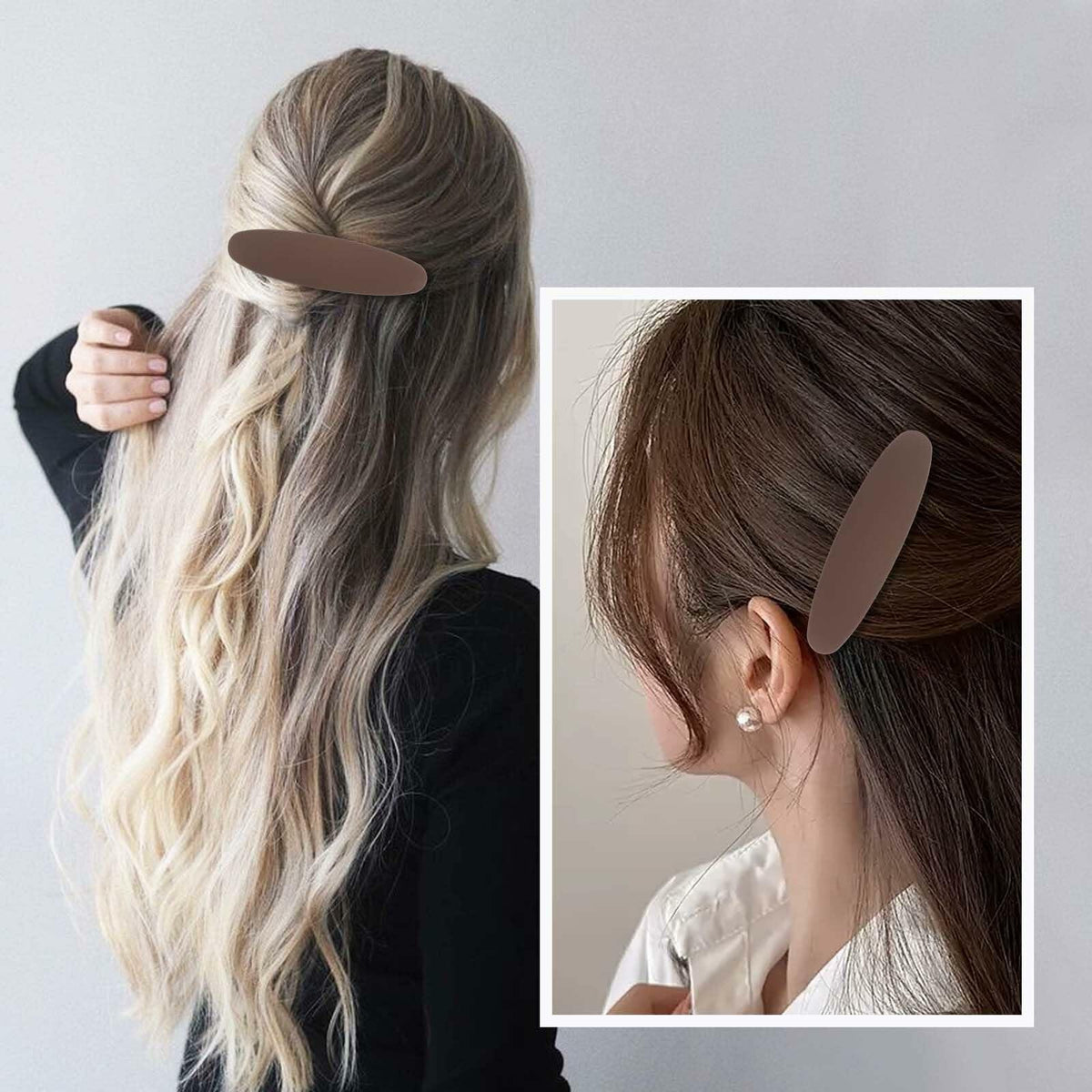 Bewudy 5 PCS Matte Neutral French Hair Barrettes Clips, Strong Hold, Vintage