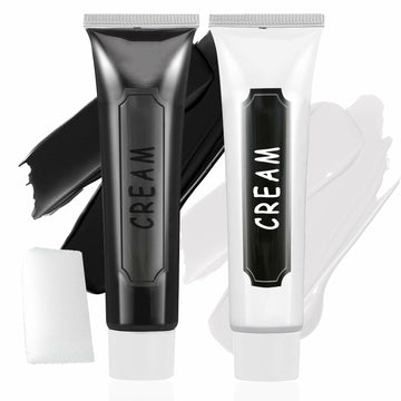 Black White Oil-Based Face Paint Kit with Brushes - Professional Halloween