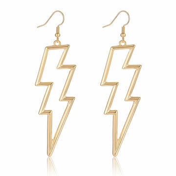 Lightning Bolt Drop Dangle Earrings for Woman Gold Fashion Statement Jewelry