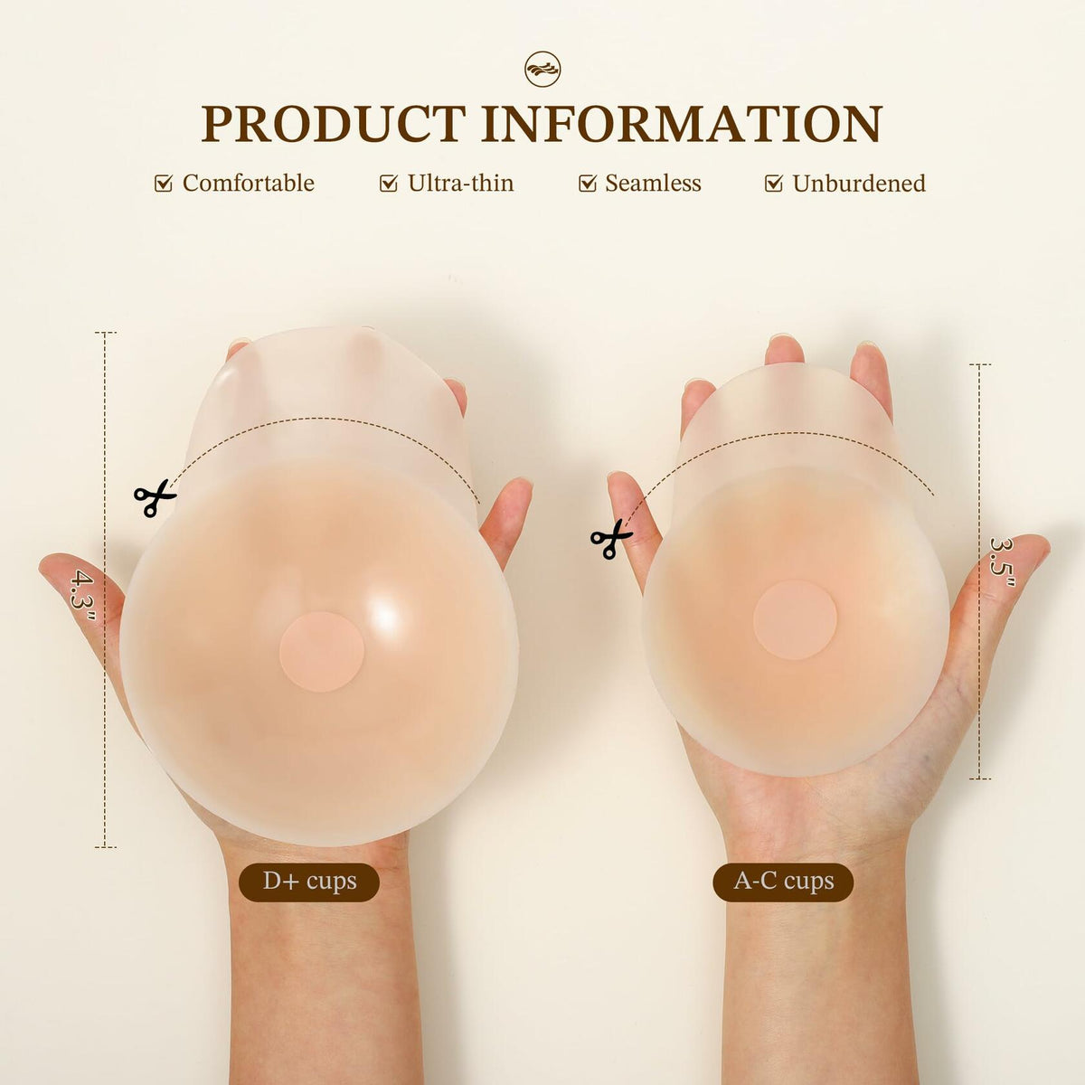 Honeysea Silicone Nipple Covers Pasties Reusable Adhesive Bra 1 Pair Crème