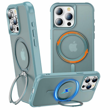 CHAOFEnG iPhone 15 Pro Case 360° Rotatable Stand Magnetic Teal Green