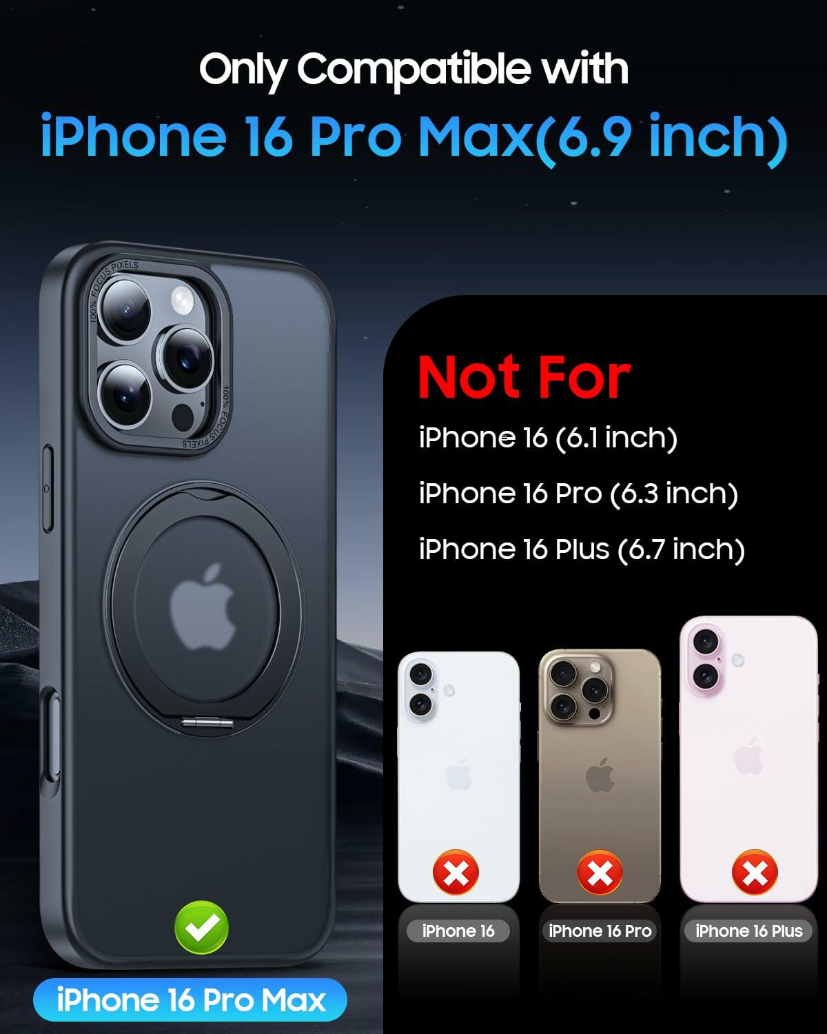 KissCall Magnetic Ring Stand Case for iPhone 16 Pro Max Translucent Matte