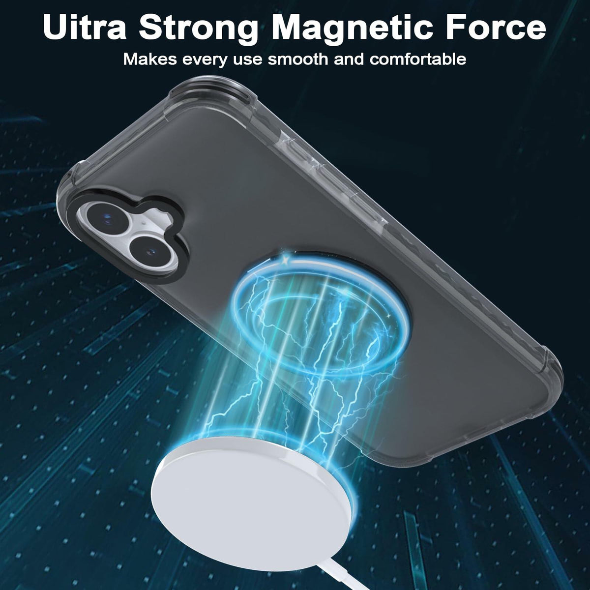 FUGTBLESS iPhone 16 Case 6.1" Translucent Magnetic O-Ring 360° Stand