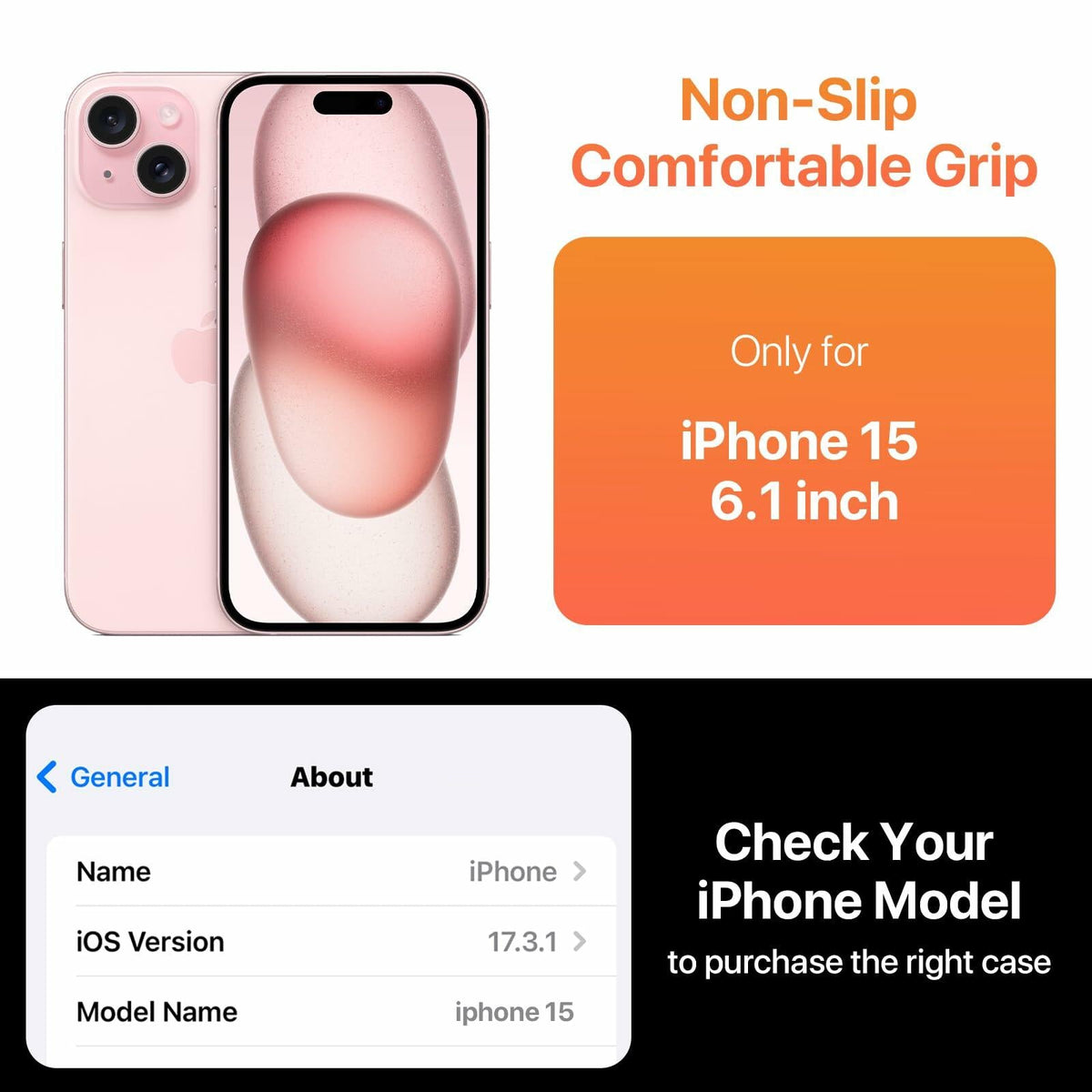 JASBON iPhone 15 Case 6.1 Clear Magnetic Kickstand 360° Rotatable Shockproof