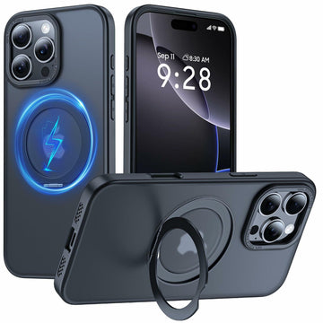 KissCall Magnetic Ring Stand Case for iPhone 16 Pro Max Translucent Matte