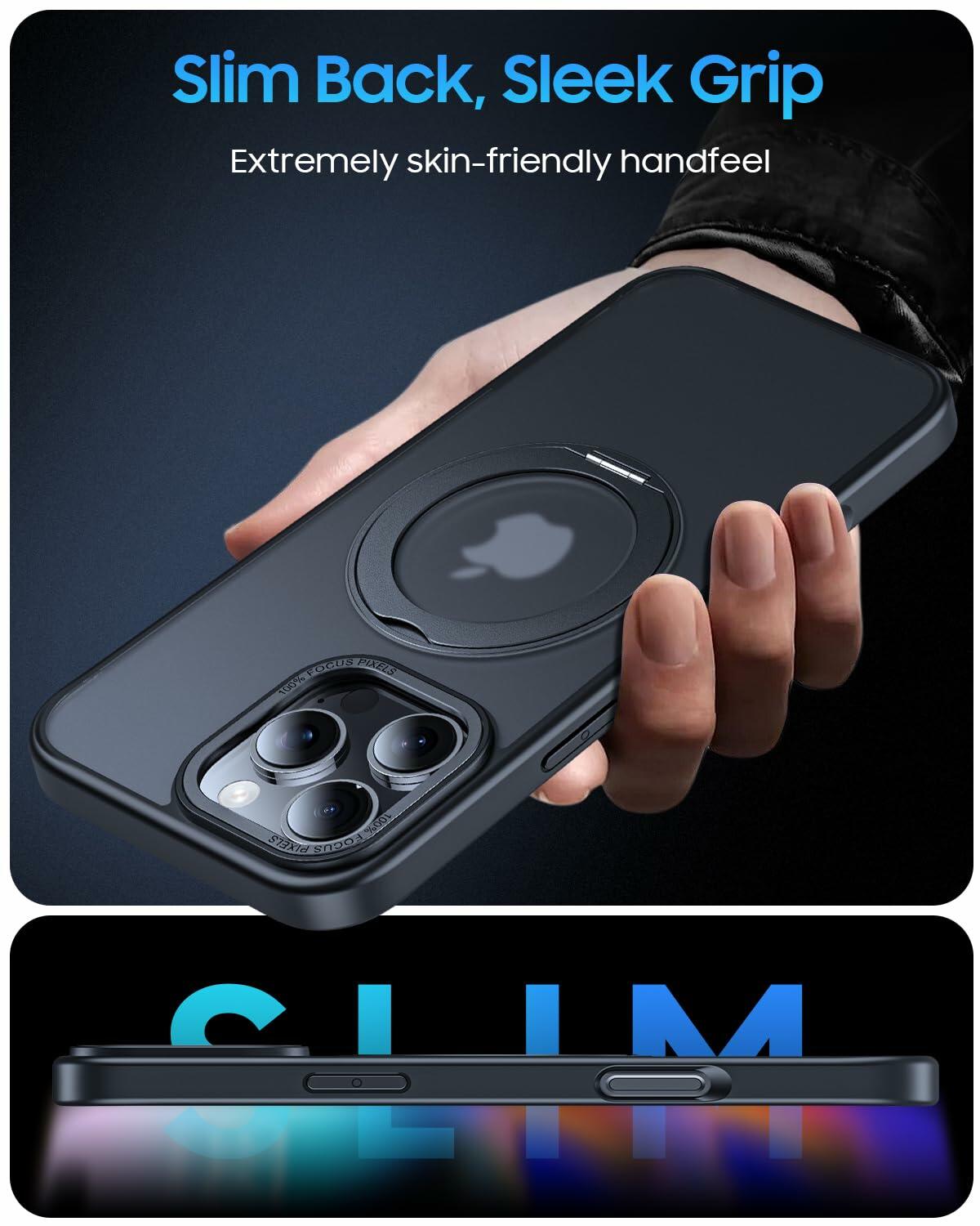 KissCall Magnetic Ring Stand Case for iPhone 16 Pro Max Translucent Matte