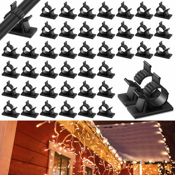 Barydat Cable Clips Black 50pcs Self Adhesive Wire Organizer 1.46x0.72in