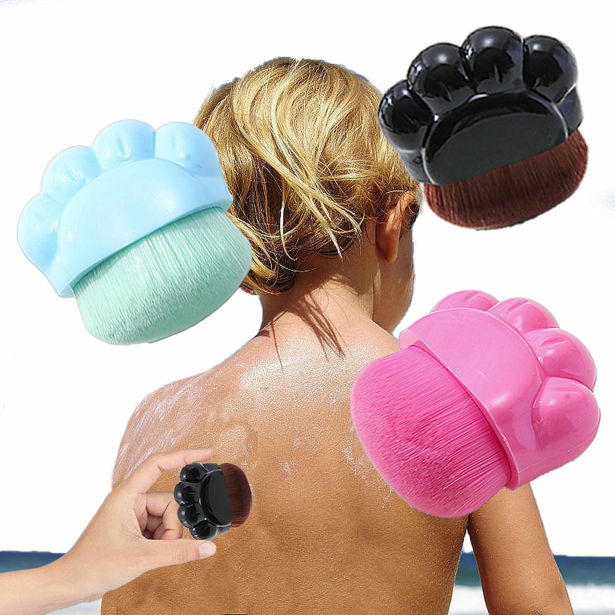 3 Pack Sunscreen Applicator Brushes for Kids with Protective Caps - New