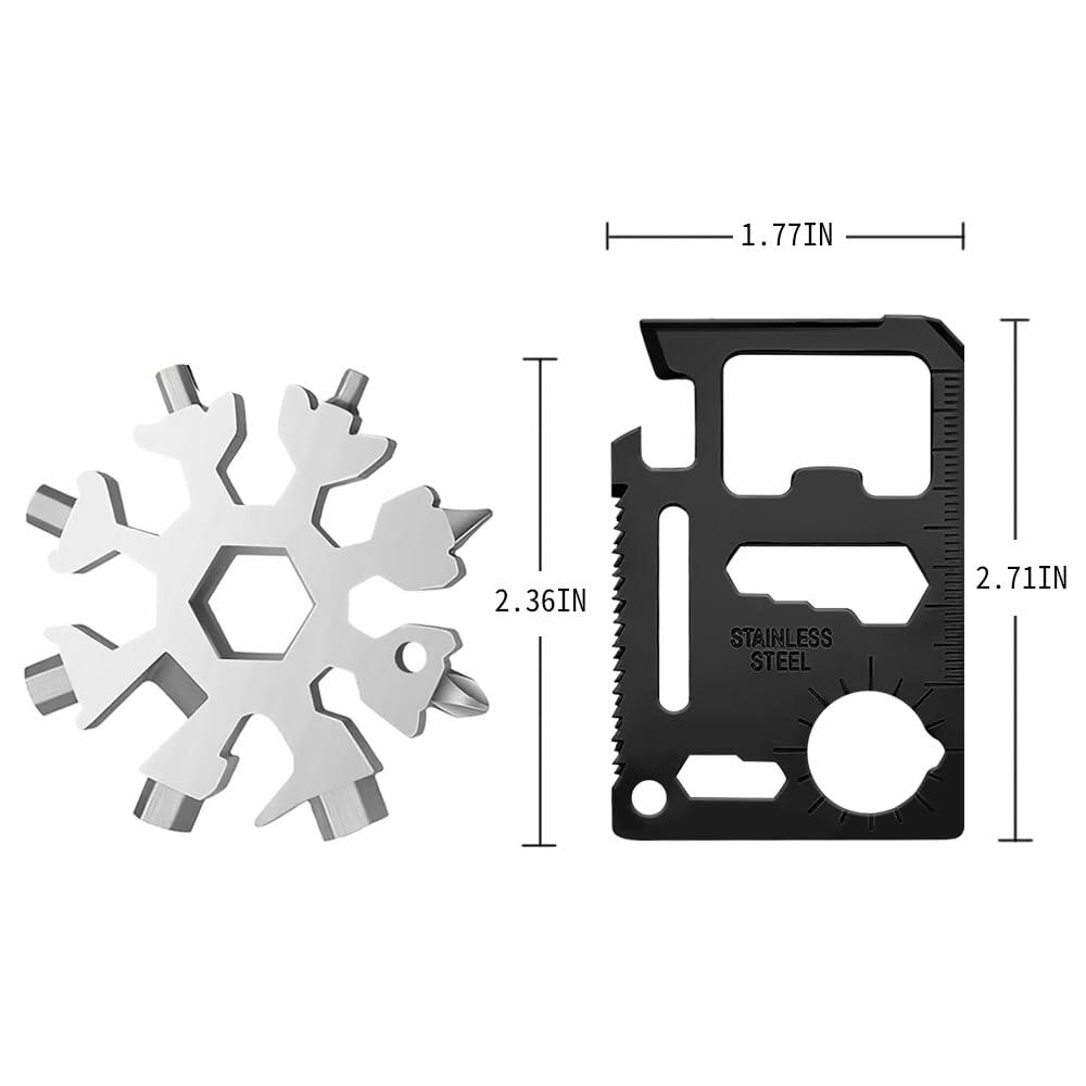 18 in 1 Silver Snowflake Multitool & 20 in 1 Black Credit Card Multitools Gift