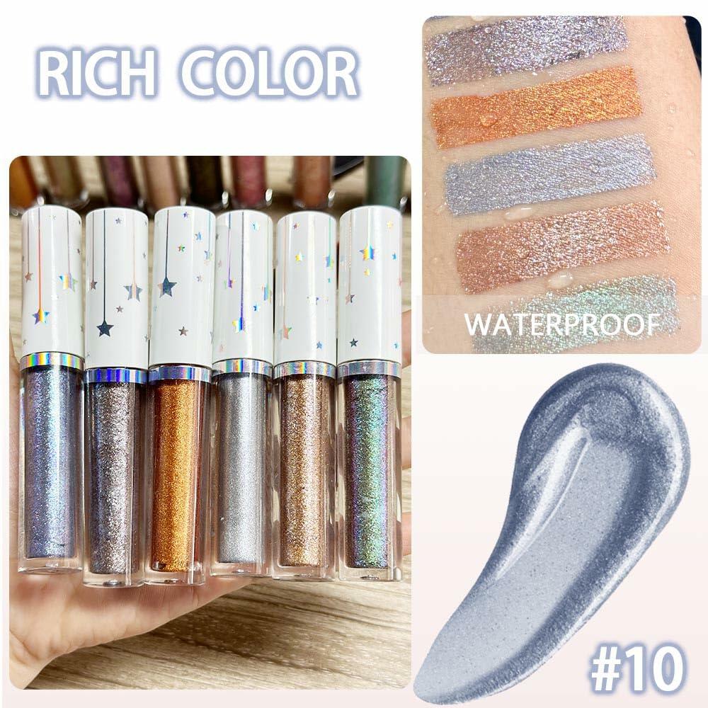 evpct 10# Silver Grey Liquid Glitter Eyeshadow Stick Waterproof Long Lasting