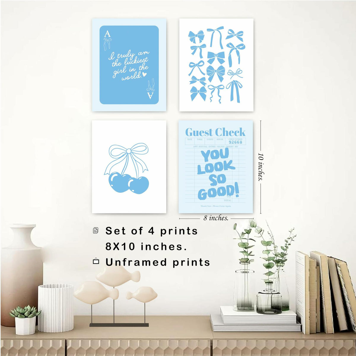 okaxscm Coastal Cowgirl Wall Art Set 4x 8x10 Unframed Posters Dorm Decor