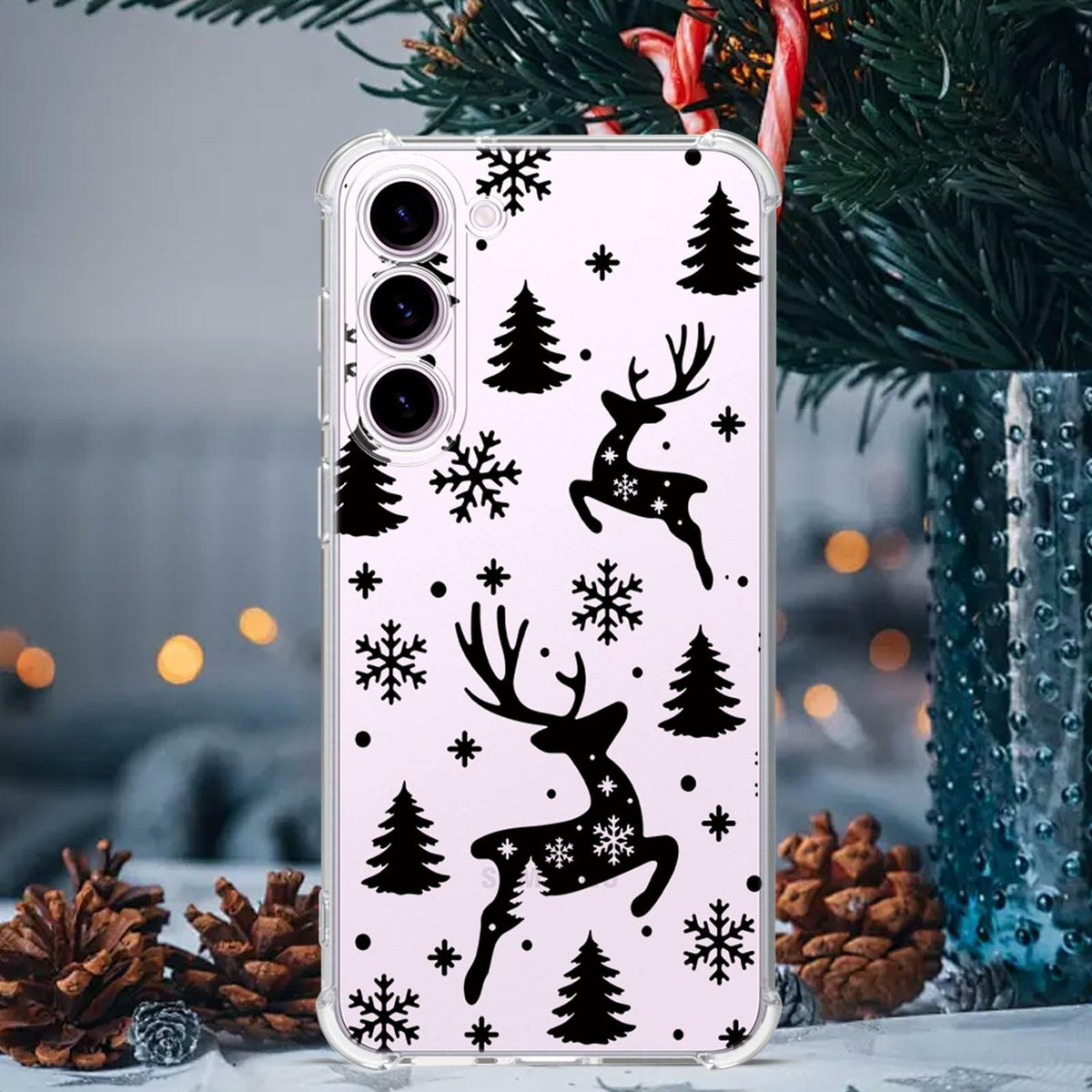BEIMEITU Samsung Galaxy S23 Clear Case Xmas Tree Deer Soft Flexible Cover