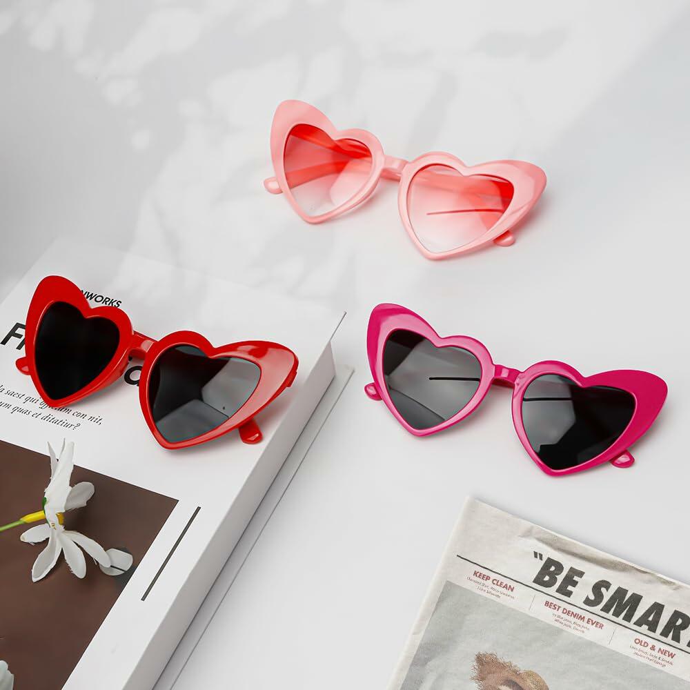 Red Heart Sunglasses Women Heart Shaped Fun Costume Accessories Party