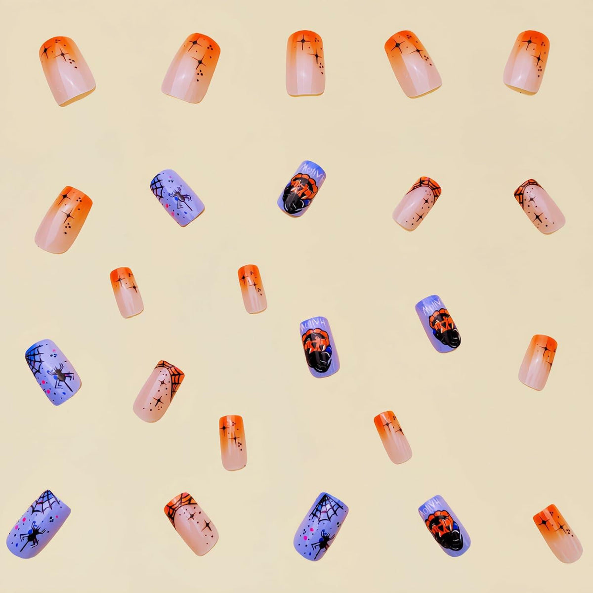RIICFDD 24 Pcs Medium Square French Tip Press On Nails Acrylic Glossy Set