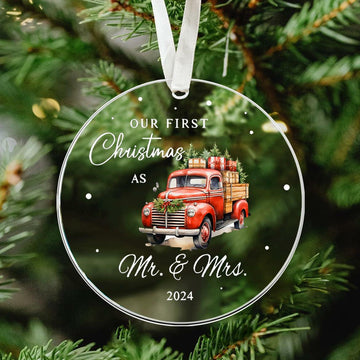 Mr & Mrs Gifts First Married Christmas Ornament 2024 Wedding Gift