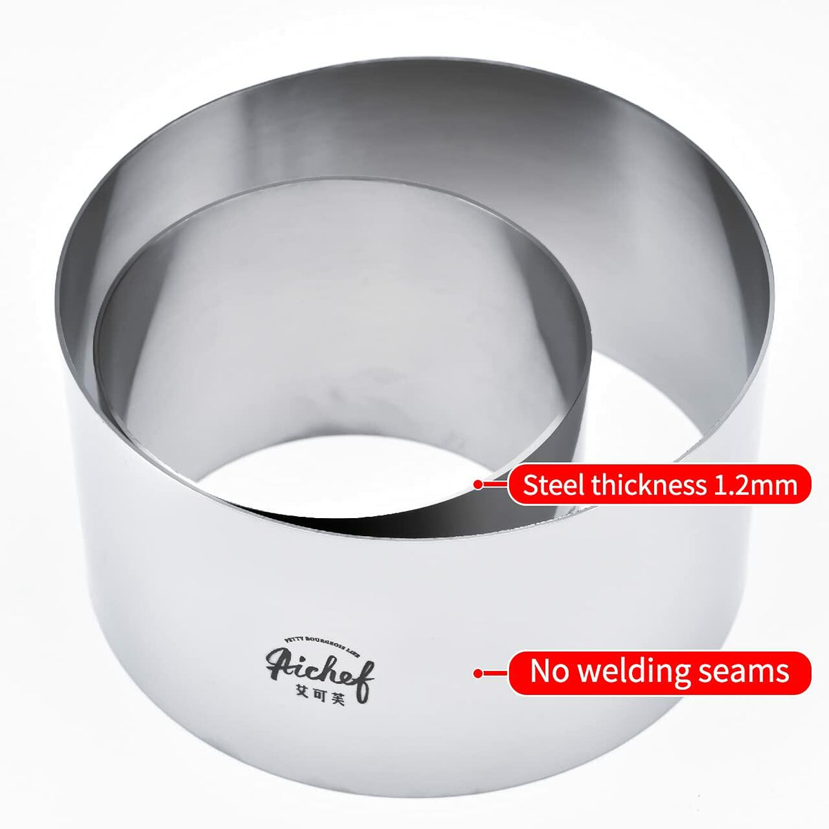 304 Stainless Steel Mousse Cake Ring 6 x 3.15 inch Mirror Finish Seamless