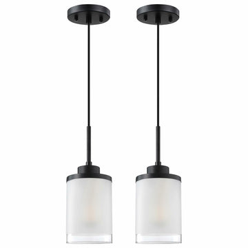 CJY CHENJINYAN 2 Pack 4.3" Black Pendant Light Fixture Frosted Glass