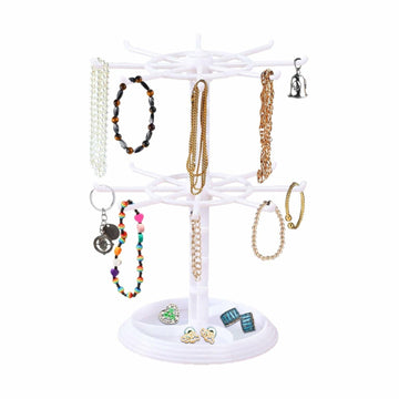 Ysmooiuy 11JJ1 White Rotating Necklace Holder Organizer Jewelry Stand