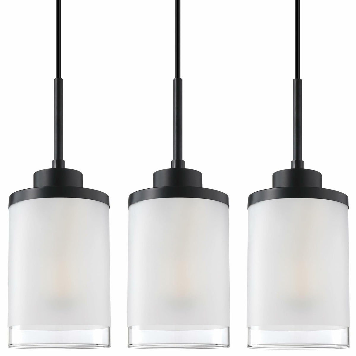 Doraimy 3-Pack 3.9" Grey Glass Pendant Lights Black Finish Modern Farmhouse