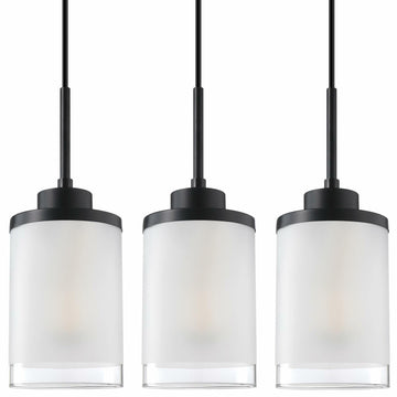 Doraimy 3-Pack 3.9" Grey Glass Pendant Lights Black Finish Modern Farmhouse