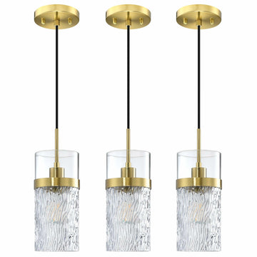 SEENMING HOUSE 3 Pack Kitchen Island Pendant Light Clear Glass Bronze Finish
