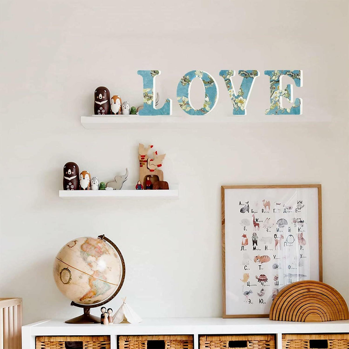 YRONTY 4in White Wooden Letter U Unfinished DIY Crafts Decorative Alphabet