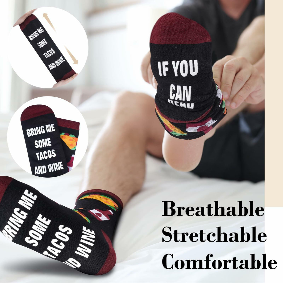 Funny Taco Socks Novelty Gift One Size Fits Most