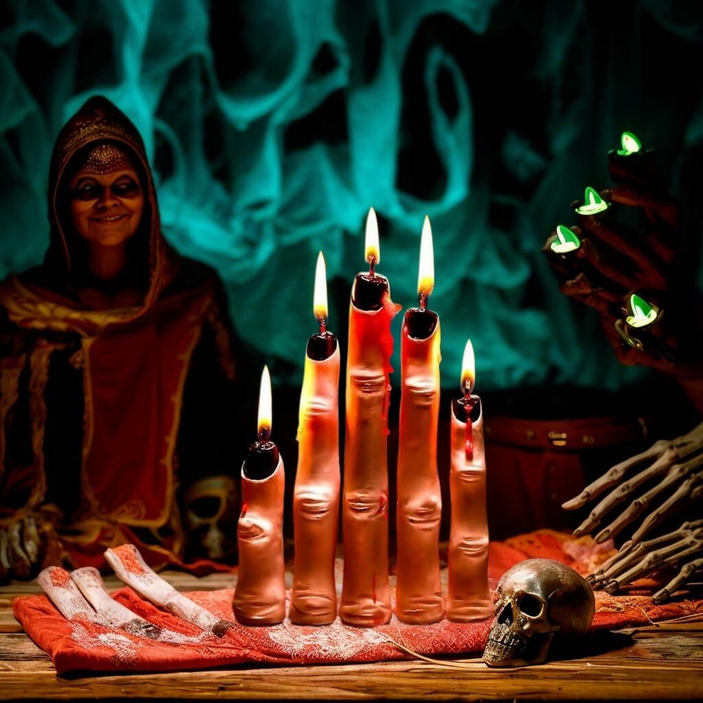 Witch Finger Candles 5 Pack Devil Designs Black Nails Indoor Gothic Decor
