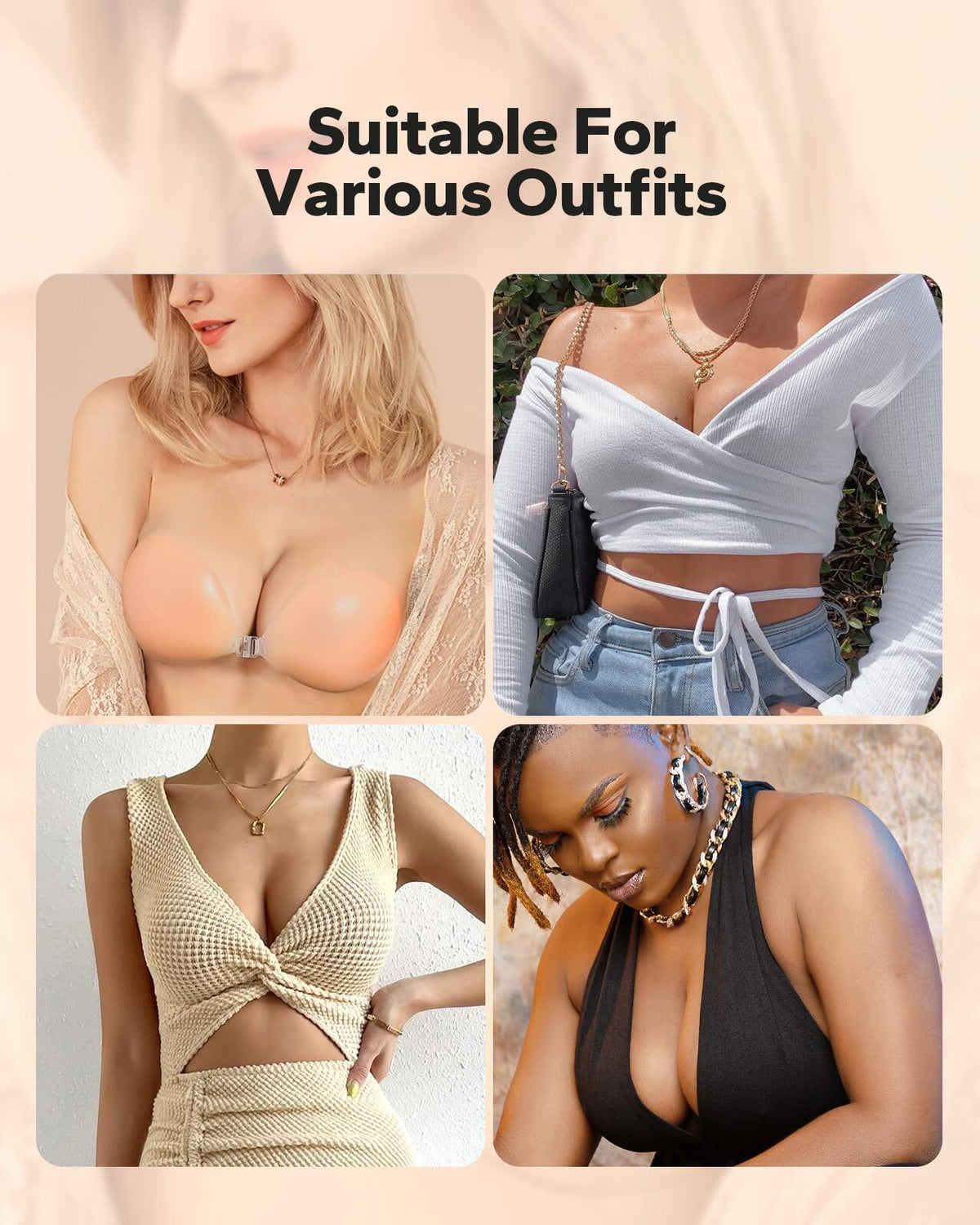BoobyBear Sticky Bra Nude B Cup Strapless Backless Reusable Silicone Bra