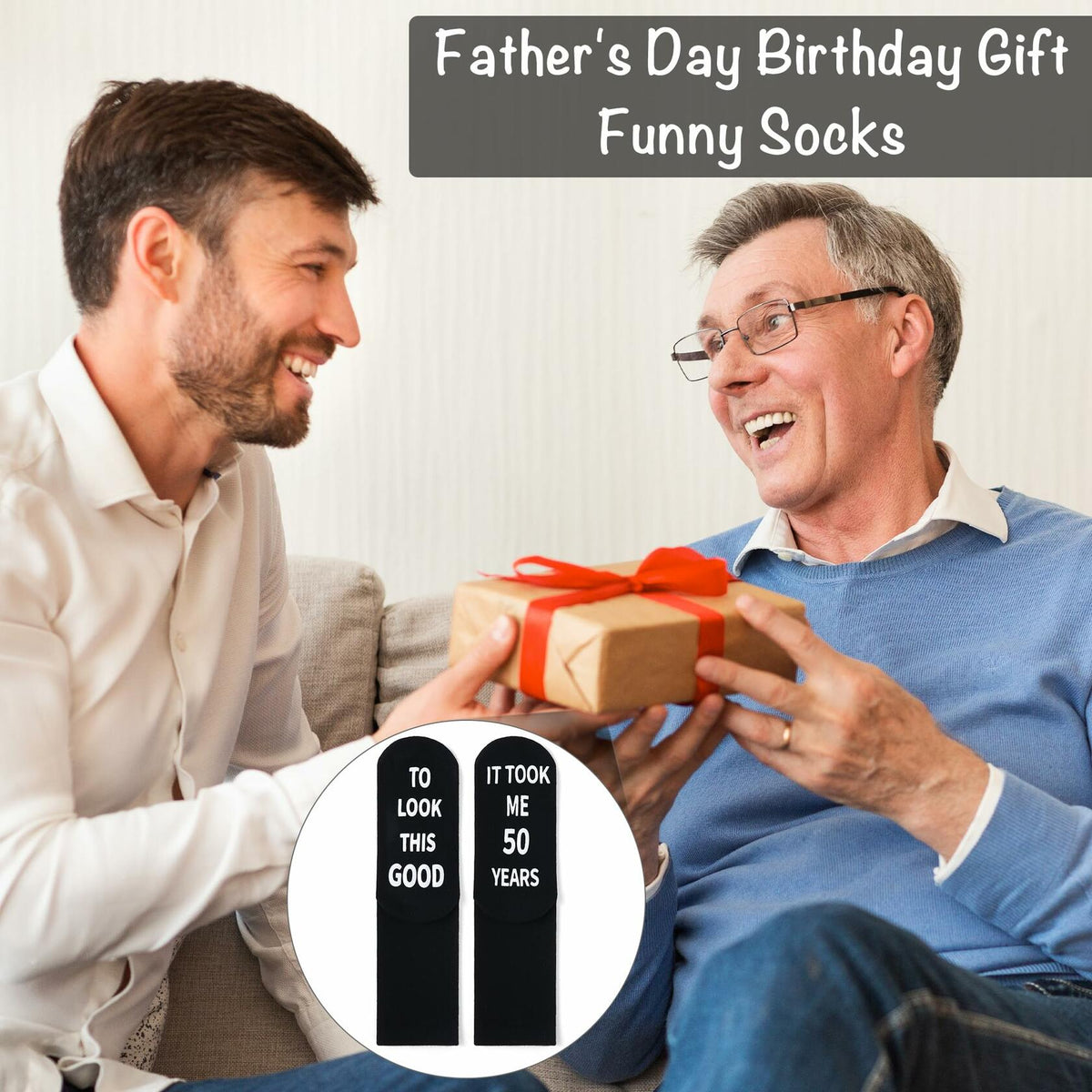 ZXGXLAW Funny Socks Birthday Gift for 50 Old Men Women Dad Mom  - Good 50