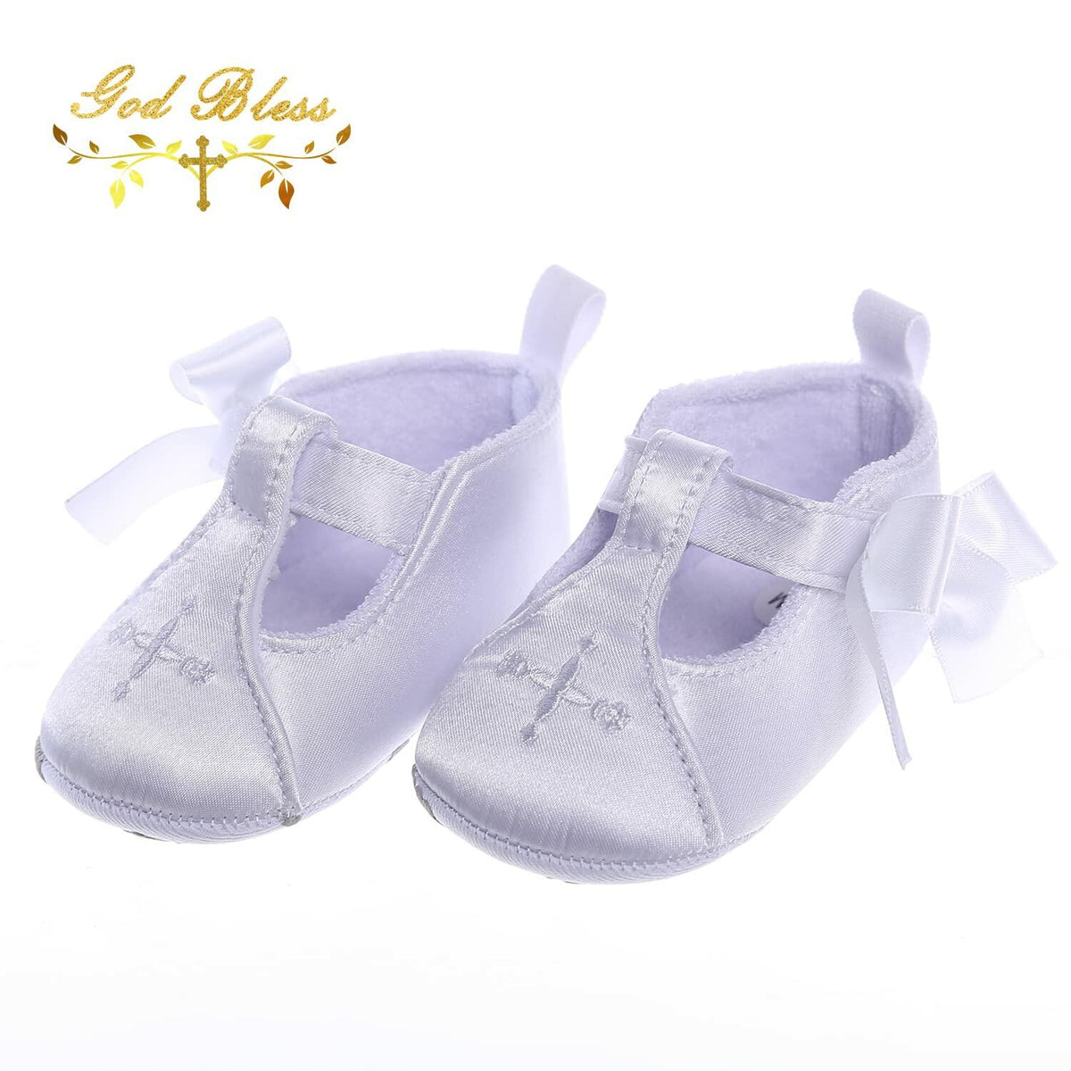 Booulfi Baby Girls Baptism Christening Shoes Booties White Size 12-18 Months