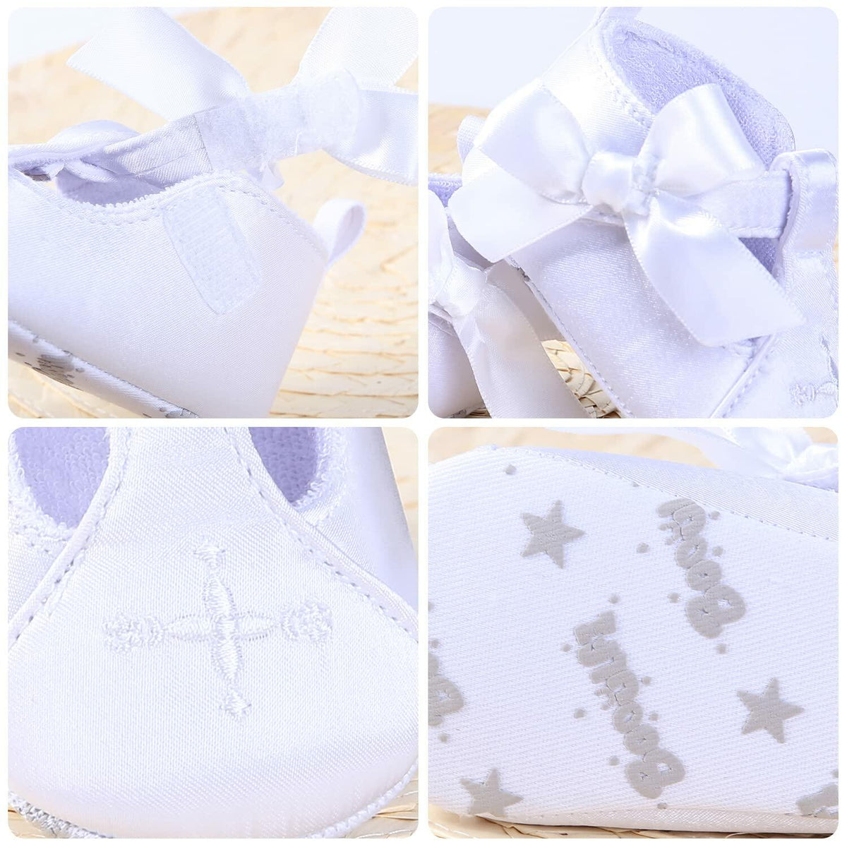 Booulfi Baby Girls Baptism Christening Shoes Booties White Size 12-18 Months