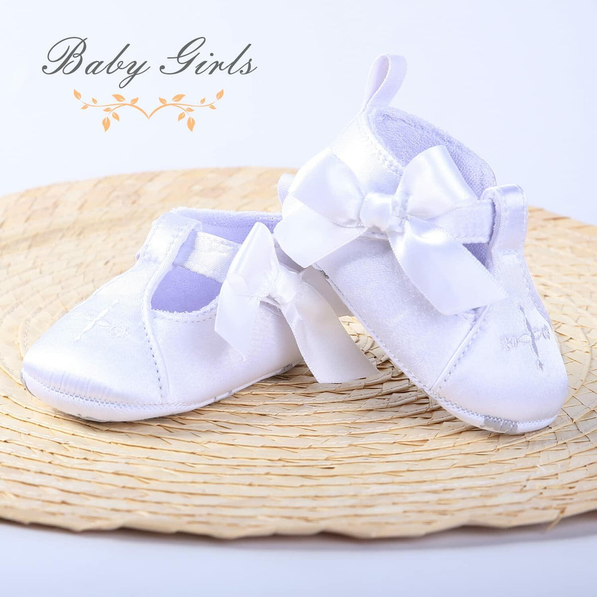 Booulfi Baby Girls Baptism Christening Shoes Booties White Size 12-18 Months