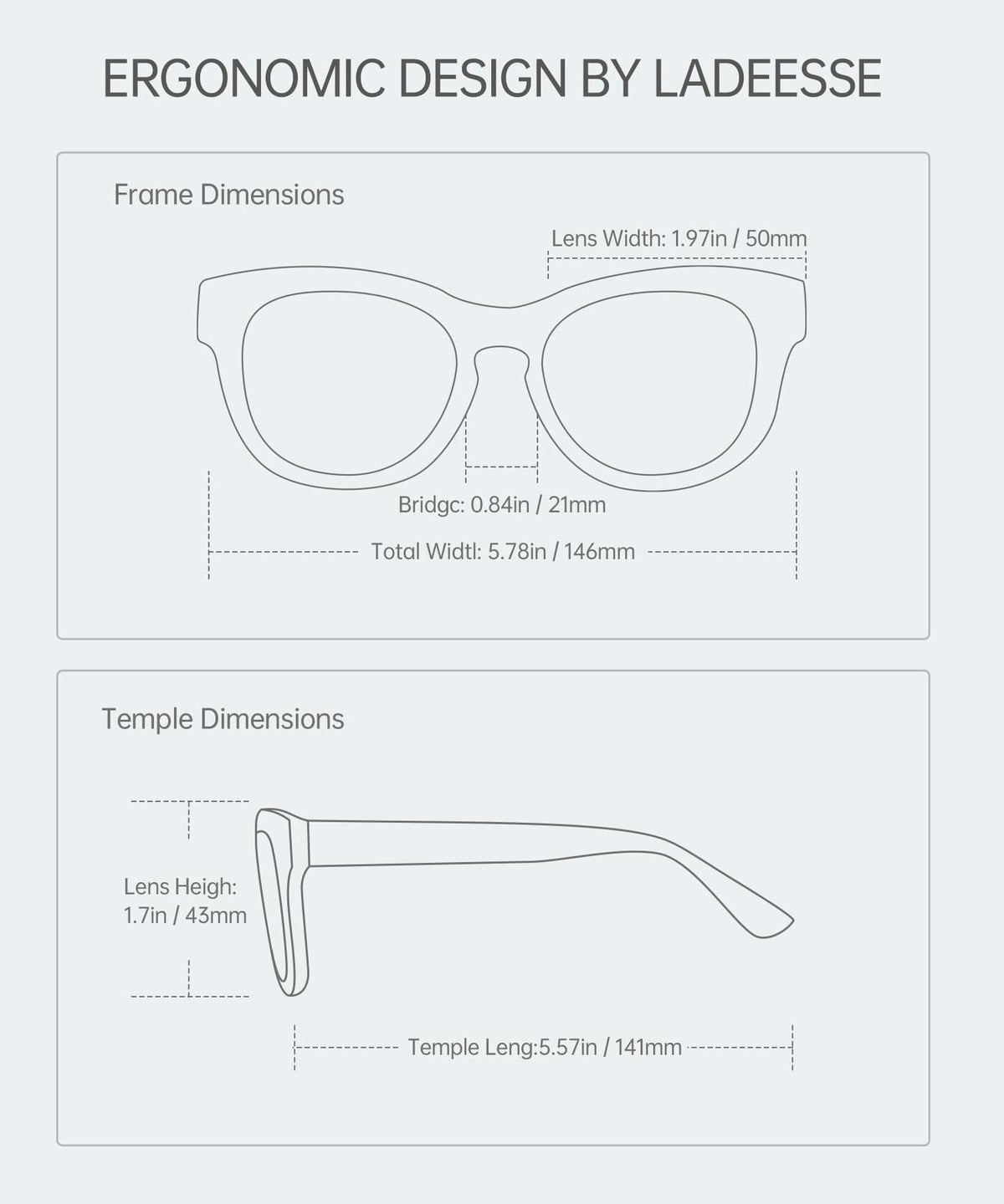 LADEESSE 3 Pack Oprah Style Reading Glasses +2.50 Blue Light Blocking