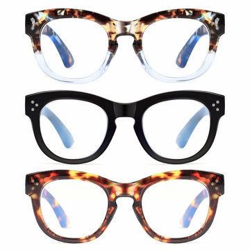 LADEESSE 3 Pack Oprah Style Reading Glasses +2.50 Blue Light Blocking