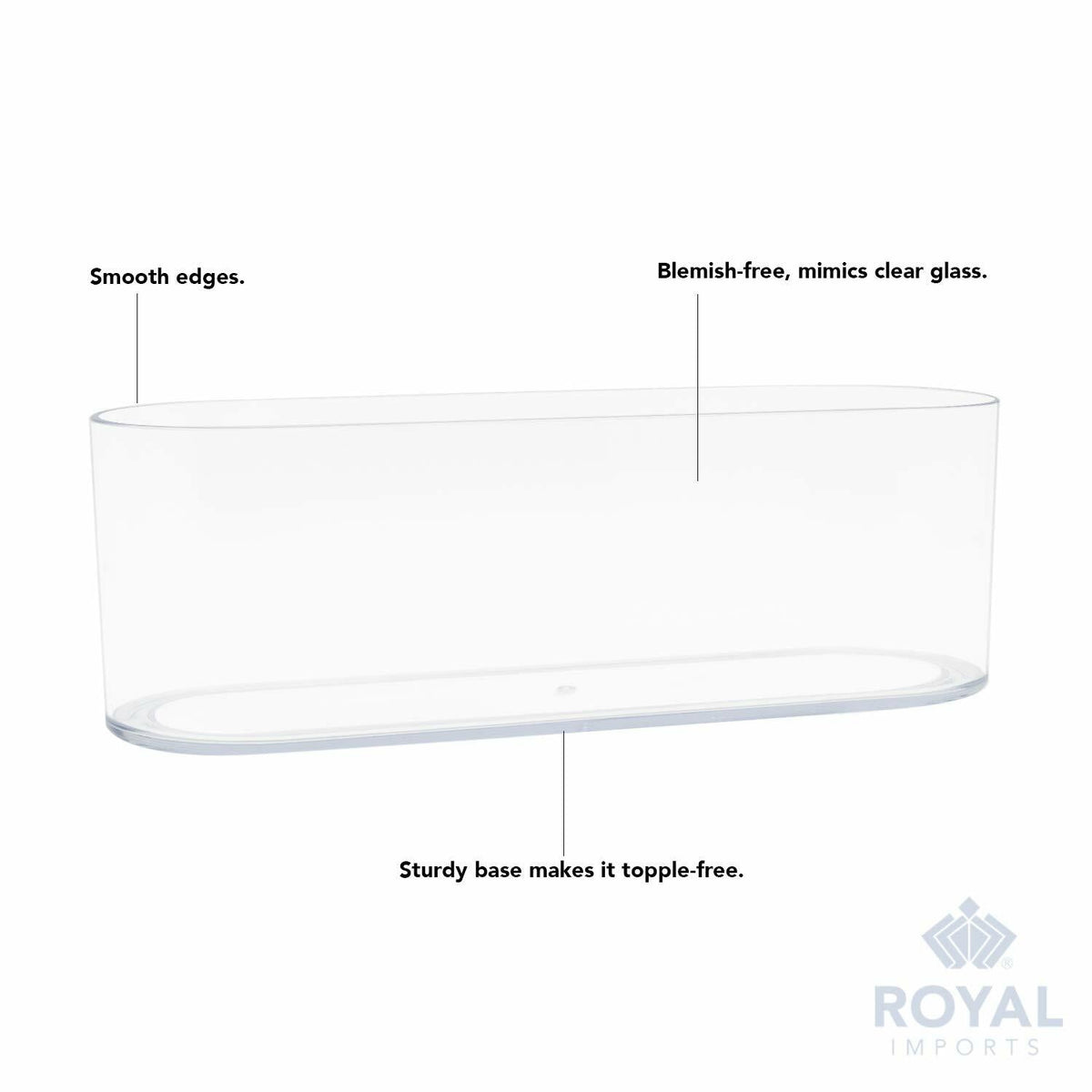 Royal Imports Acrylic Oval Flower Vase 4x12 Clear Non-Breakable Plastic