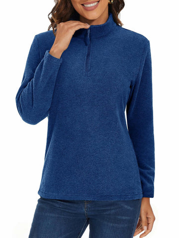 MAGCOMSEN Women's 1/4 Zip Fleece Pullover D Blue Size M Warm Comfort