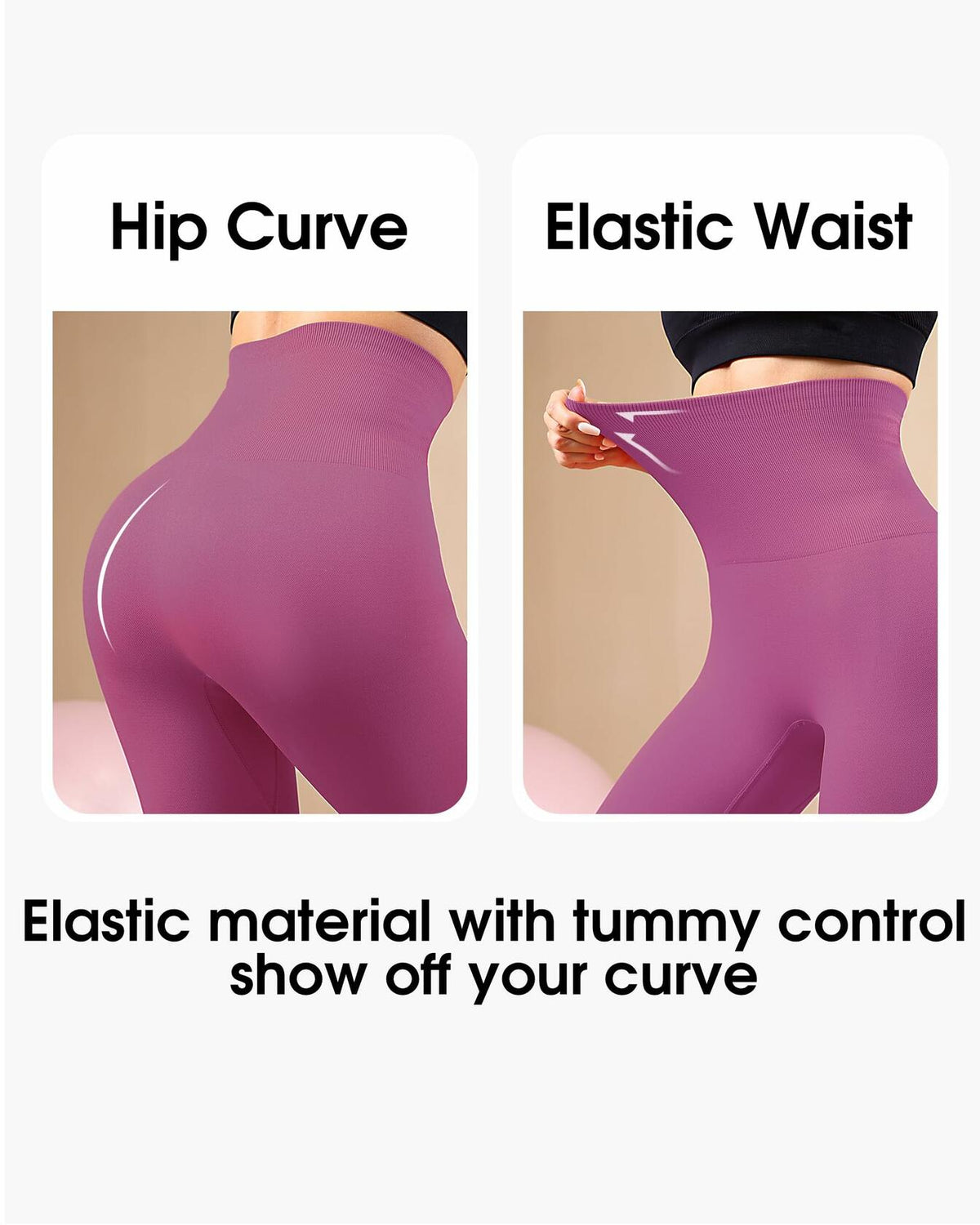 Homma High Waist Tummy Control Compression Leggings Vivid Magenta Size L