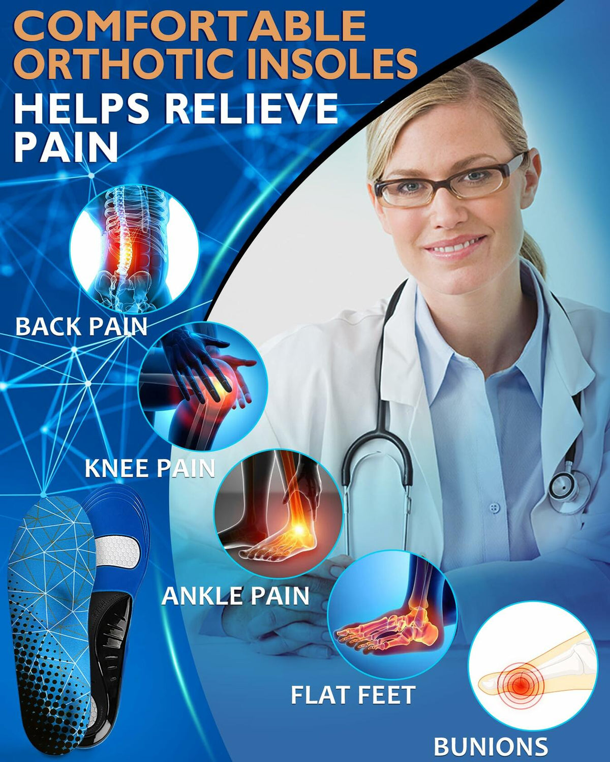 Ailaka Comfort Insoles for Men & Women – Arch Support, 220lbs+, All-Day Use