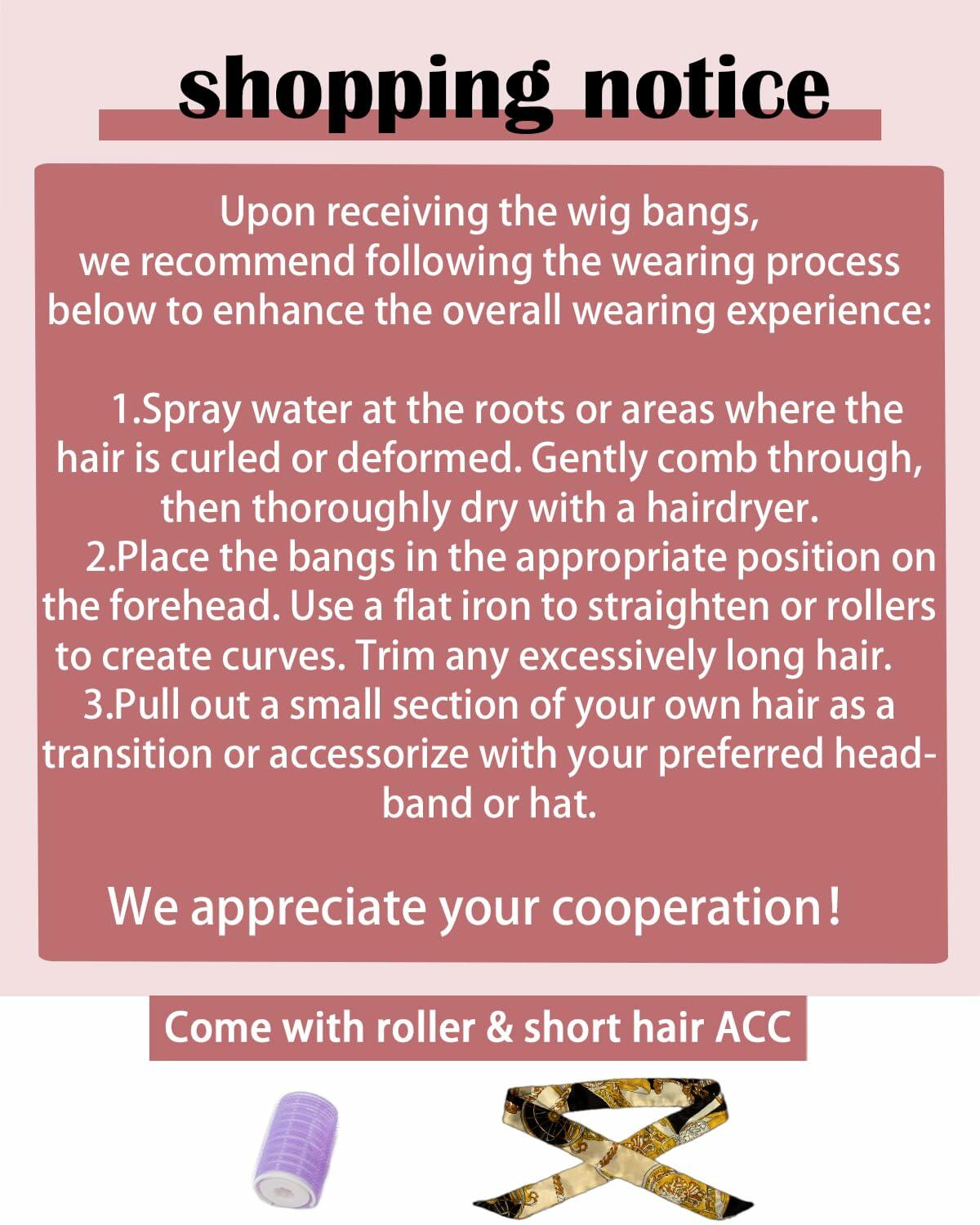 Axceroh Bangs Clip-in Fringe Extension Black Brown Wispy Real Human Hair