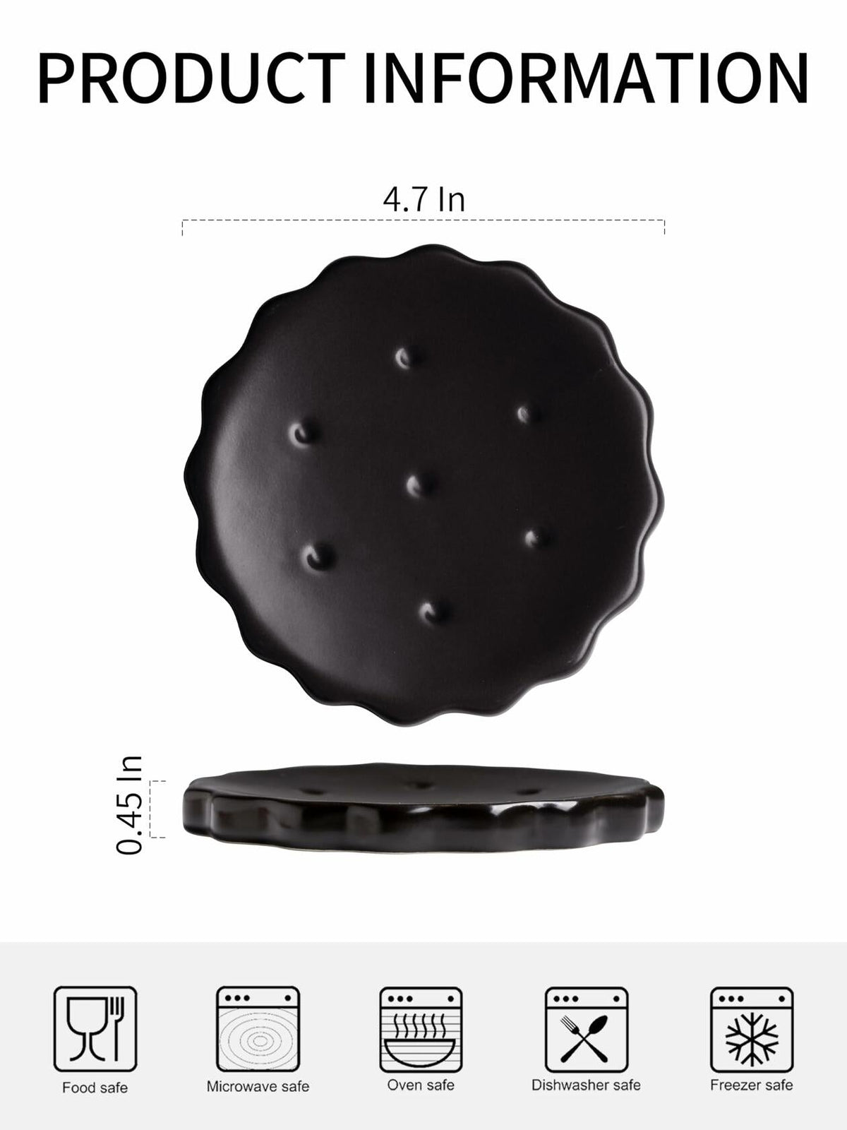 Black 5 Inch Cracker-Shaped Spoon Rest Heat-Resistant Kitchen Accessory