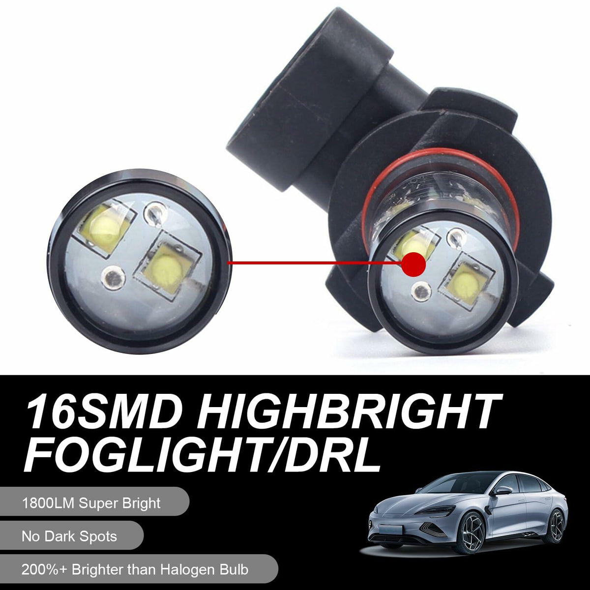 dawfall 2-Pack H10 50W 6000K White Fog Lamp Bulbs Waterproof Universal