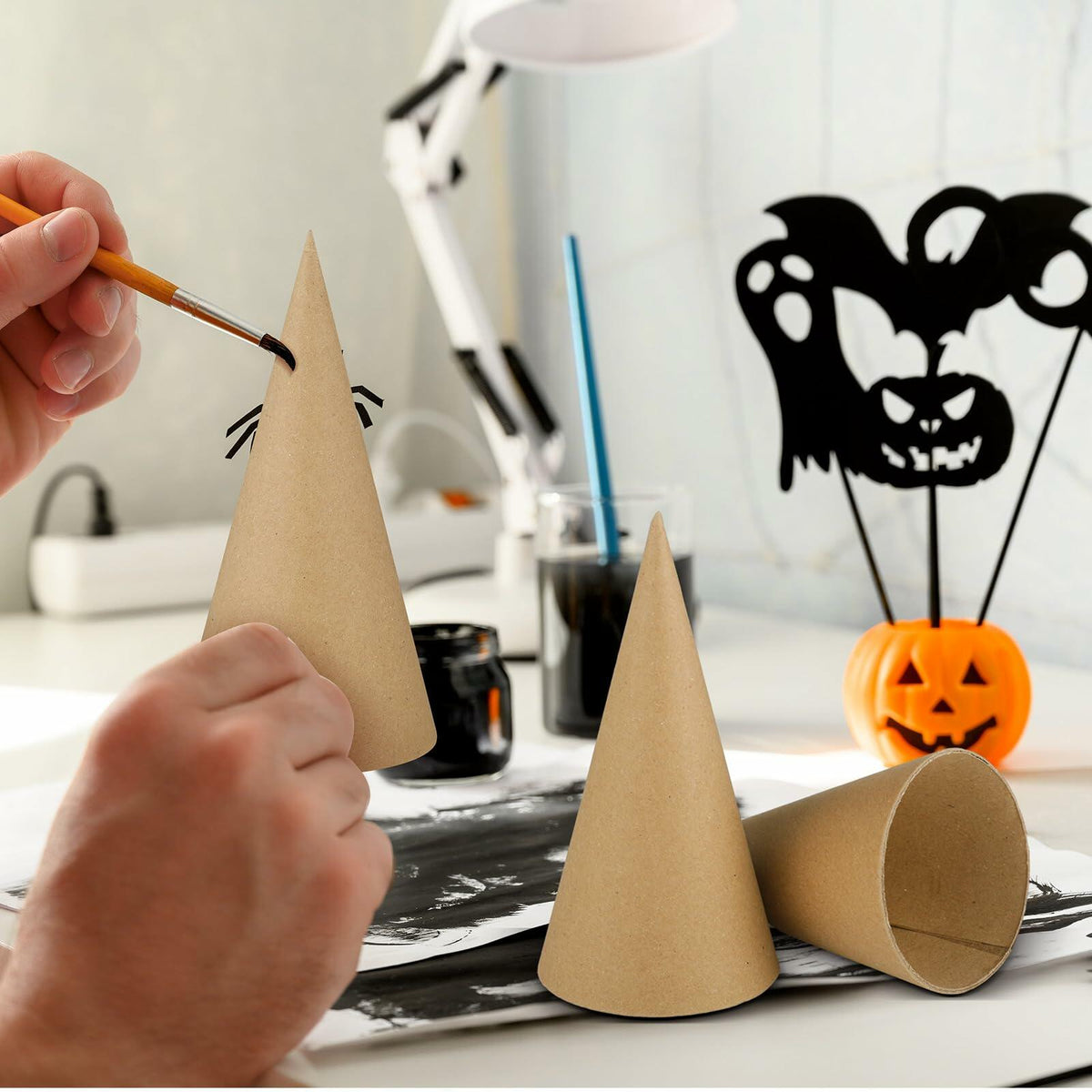 Zhanmai 3 Pc Paper Mache Cones 5.9x2.75in Cardboard Craft DIY Ornament