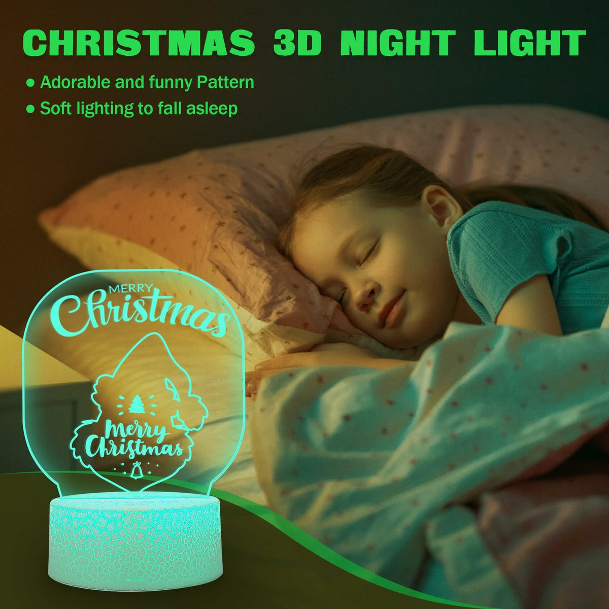 3D Illusion Lamp Xmas Night Light USB Touch Control 7 Colors Style 2 Xmas Gift