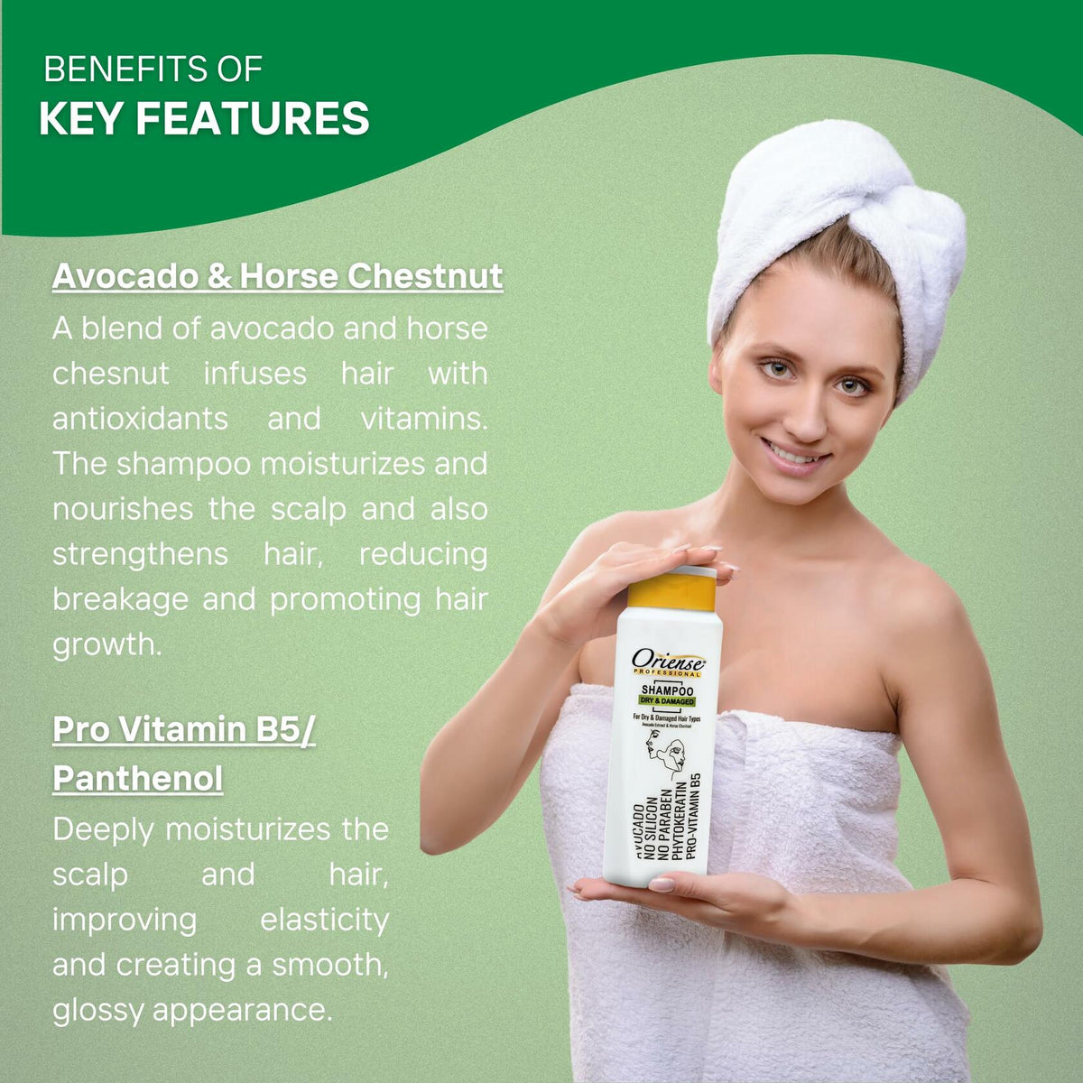 Oriense Professional Shampoo for Dry Damaged Hair Avocado Extract 20.2oz