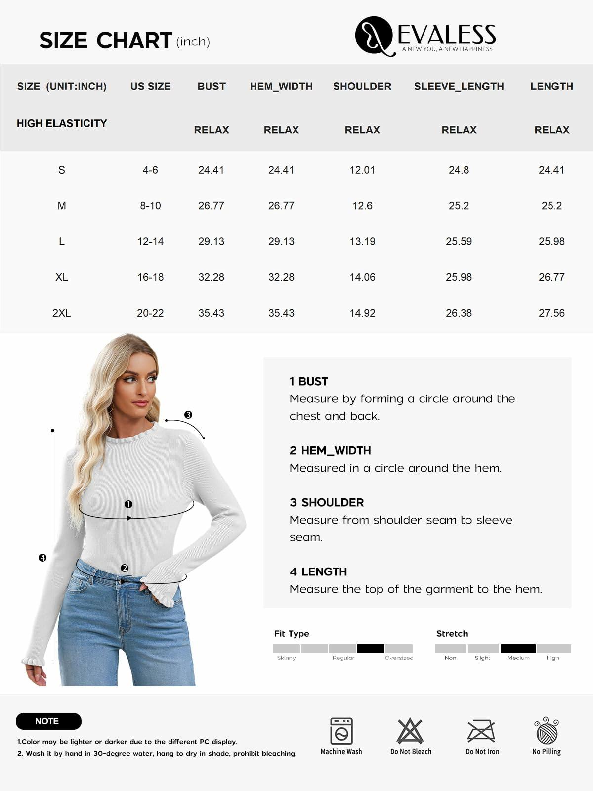 EVALESS Womens White Ribbed Knit Slim Fit Crewneck Sweater Medium