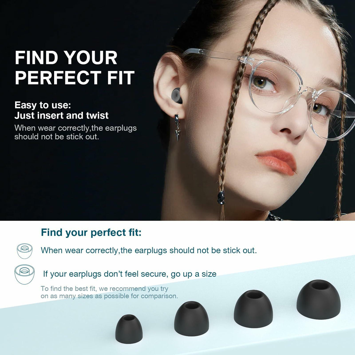 Reusable Ear Plugs 24dB Noise Reduction with Cleaning Pen for Sleep Travel