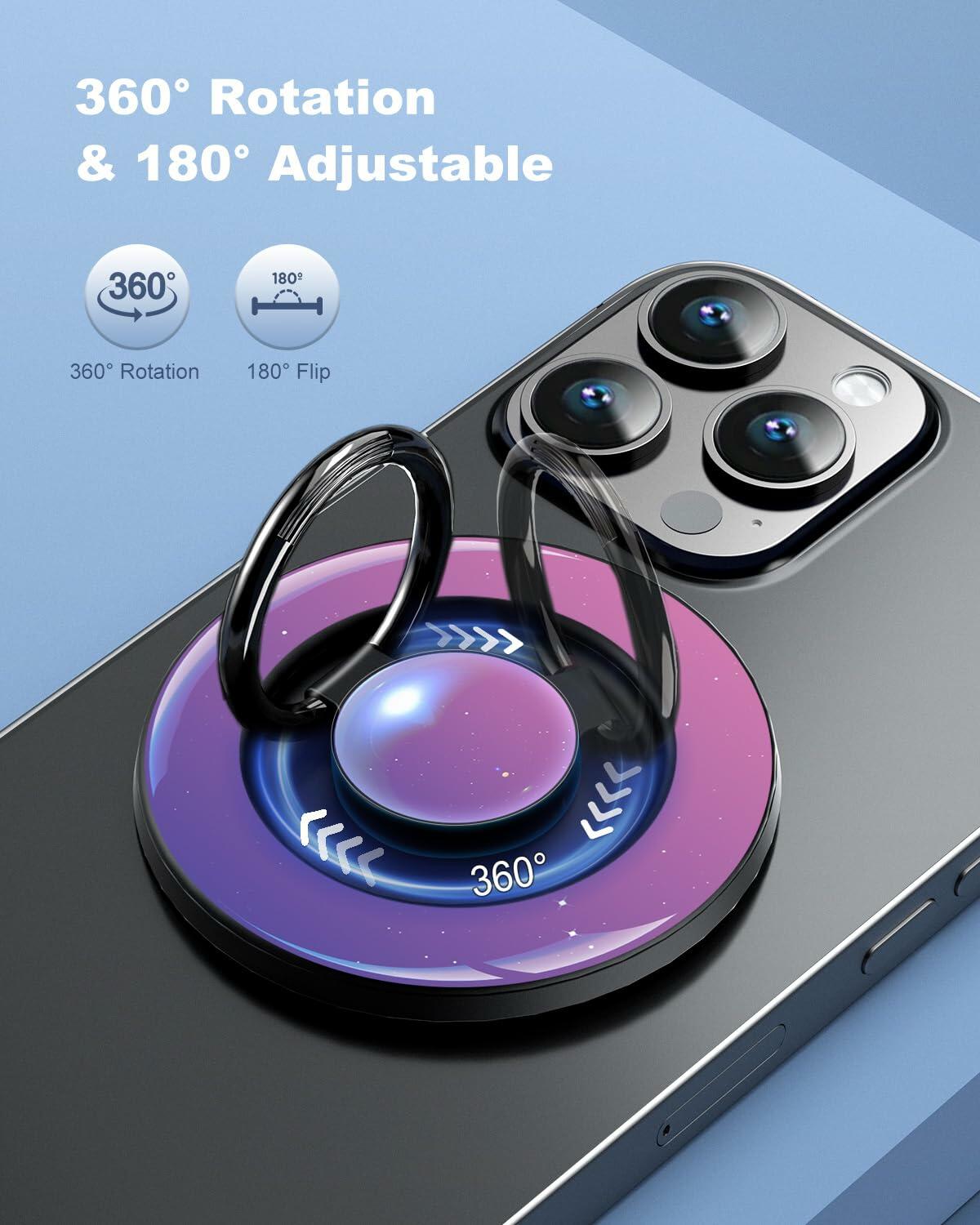 MagSafe Ring Holder Stand 360° Magnetic Grip Purple for iPhone 12-15
