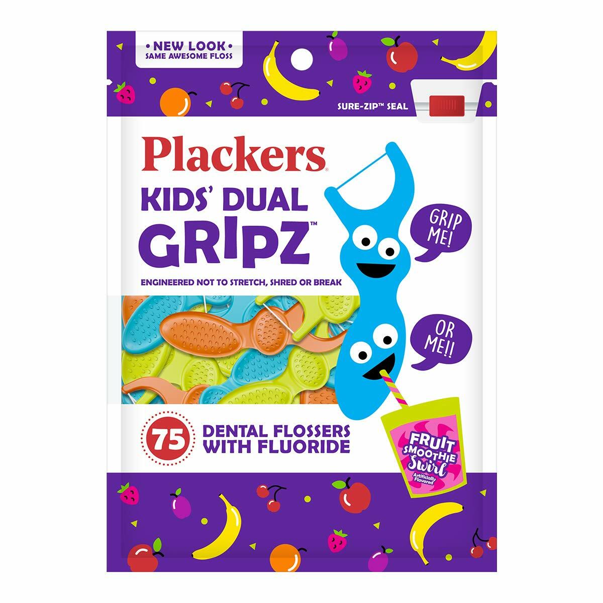Plackers Kids Flossers Wild Berry Flavor 75 Count - New Packaging