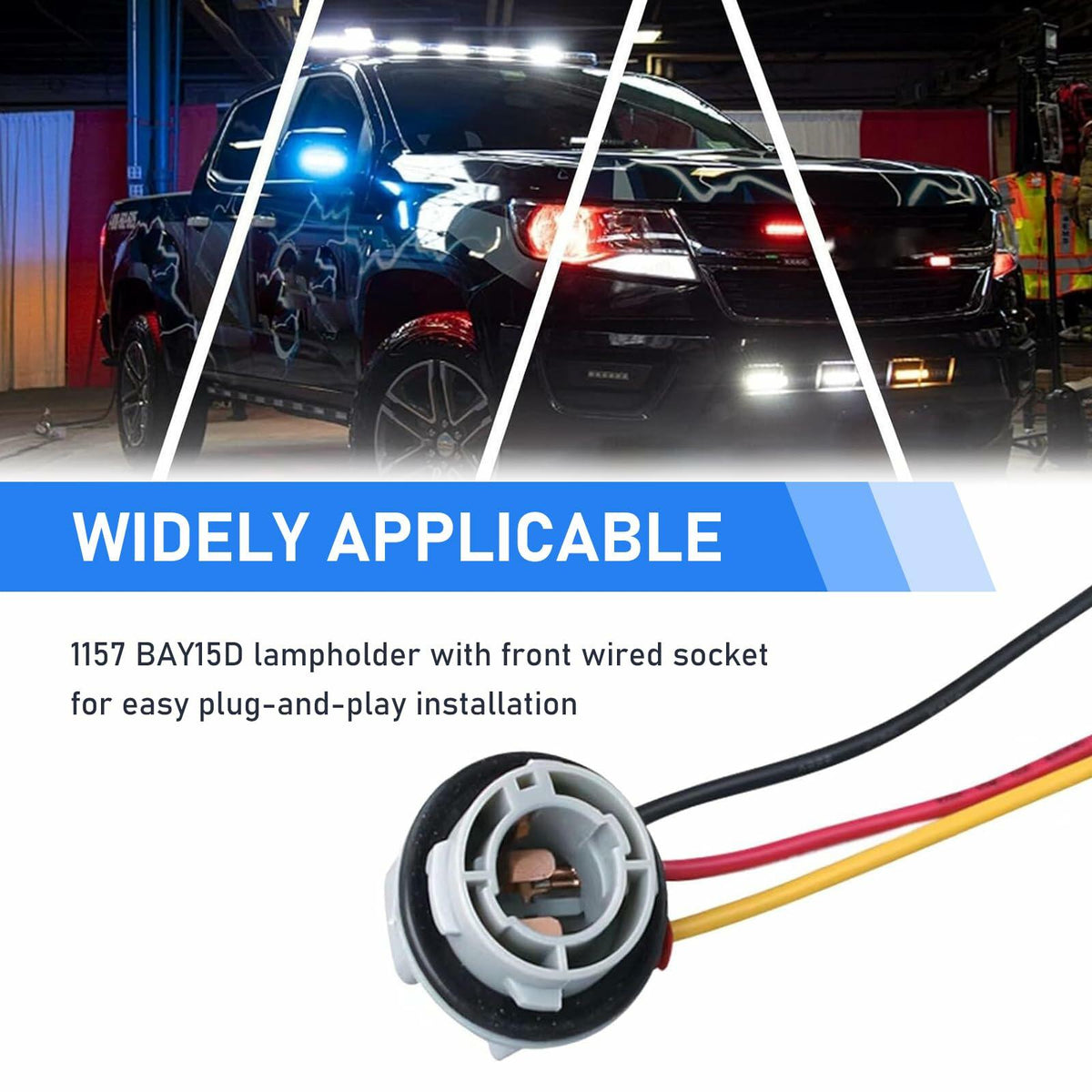 fasebeek 2-Pack 1157 Socket Harness Adapter Gray Universal Car Truck Van